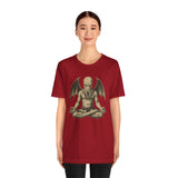 Unisex graphic t-shirt, red, meditating tentacled monster front print