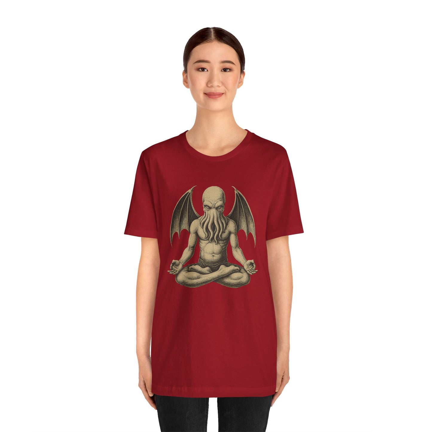 Meditating Cthulhu Shirt – Unisex Mythos Tee for Sci-Fi & Festival Fans
