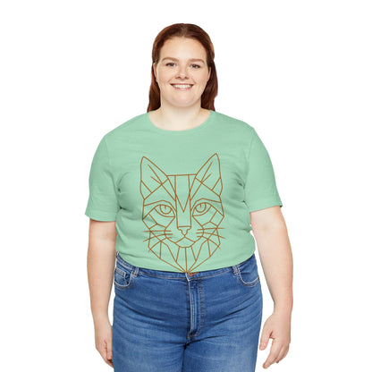 Geometric Cat T-Shirt – Minimalist Line Art Tee