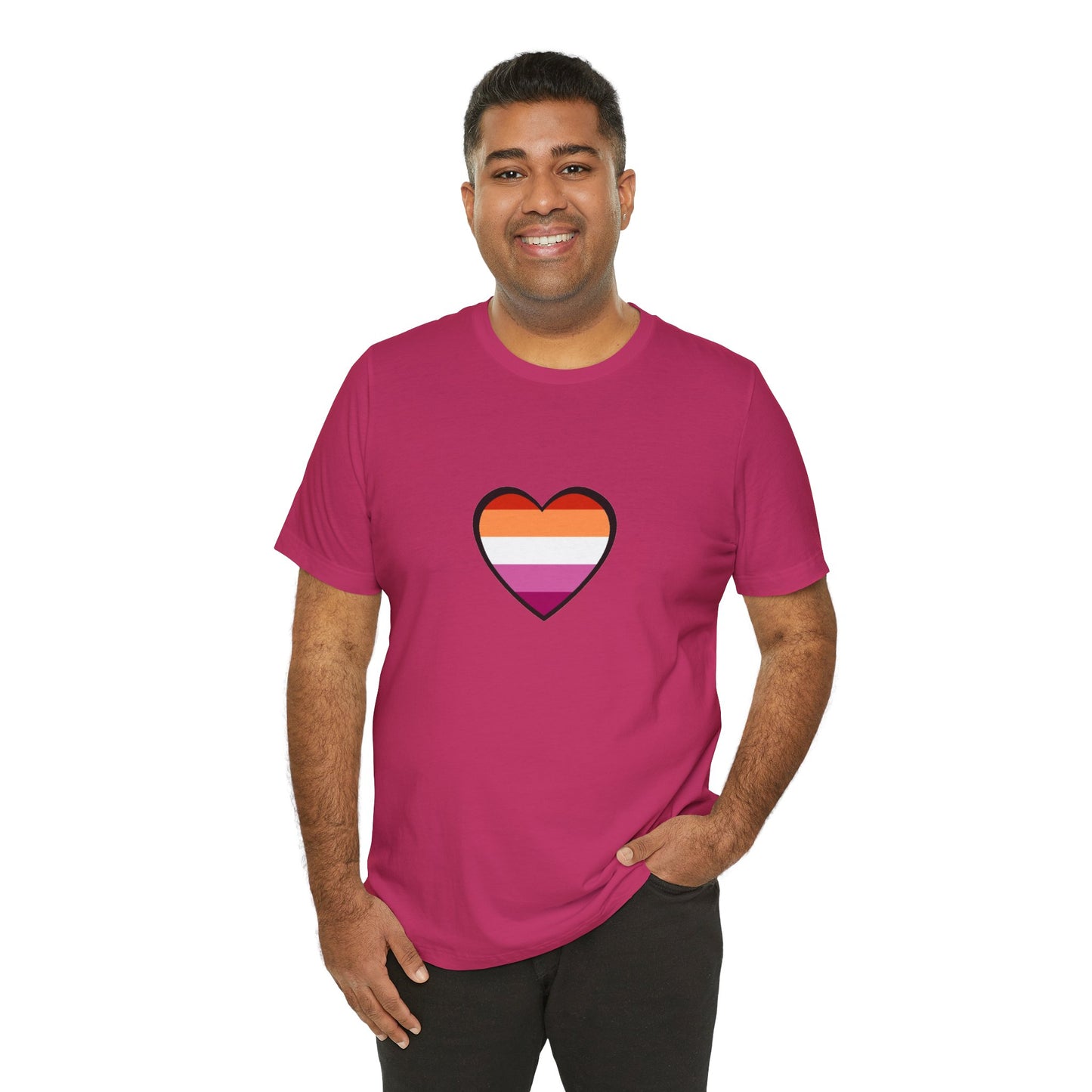 Lesbian Flag Heart T-Shirt – Bold LGBTQ+ Graphic Tee