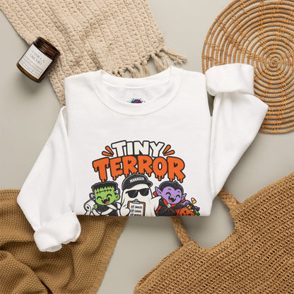 Tiny Terror Management Team Sweatshirt – Funny Halloween Parent Crewneck