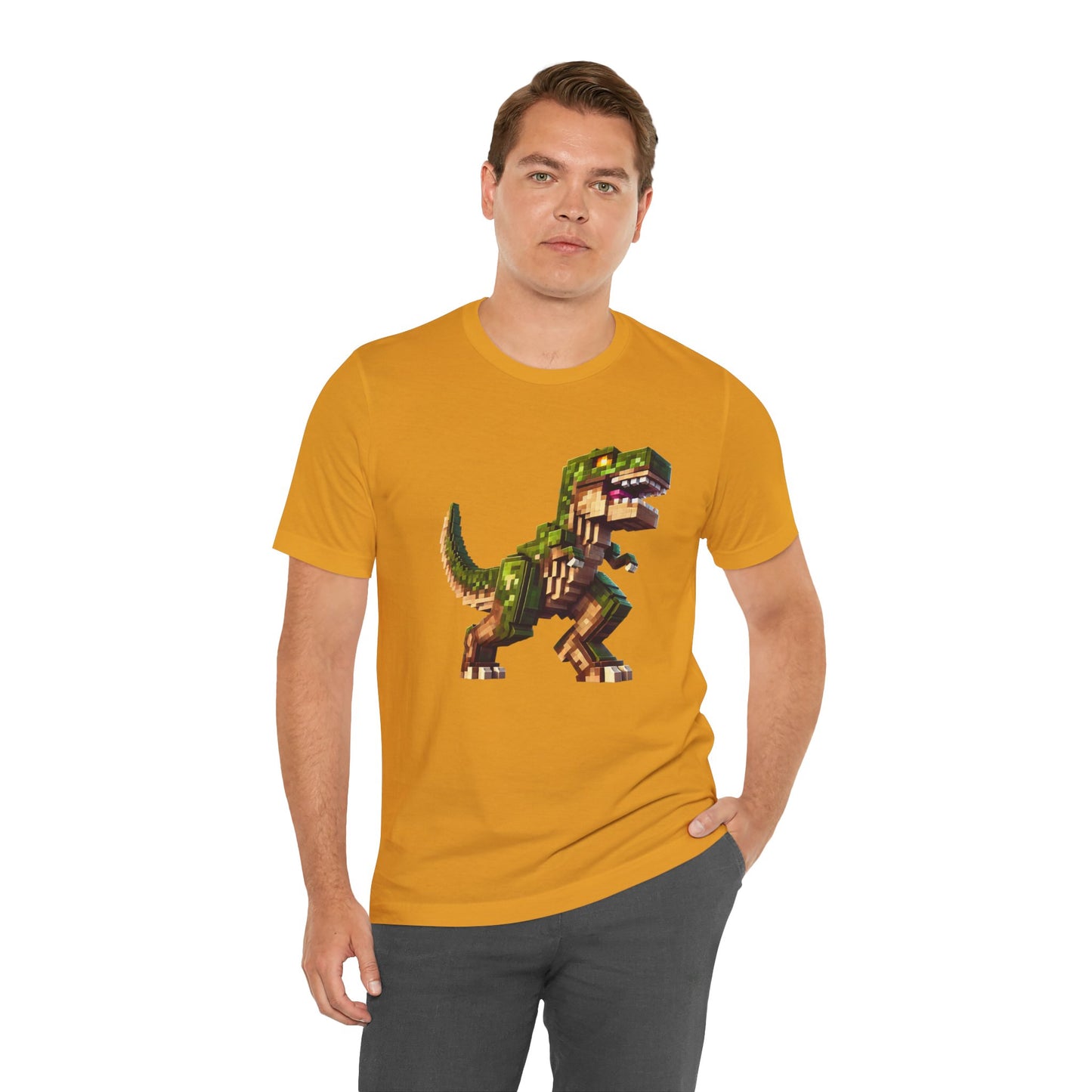Pixel Dinosaur T-Shirt – Retro Dino Graphic Tee for Adults