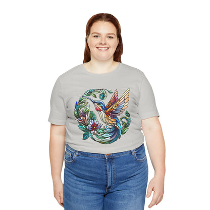Stained Glass Hummingbird Tee – Vibrant Nature Shirt