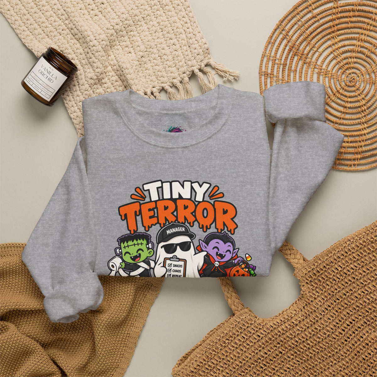 Tiny Terror Management Team Sweatshirt – Funny Halloween Parent Crewneck