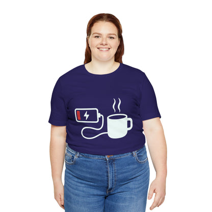 Low Battery Need Coffee Tee – Funny Caffeine Graphic T-Shirt