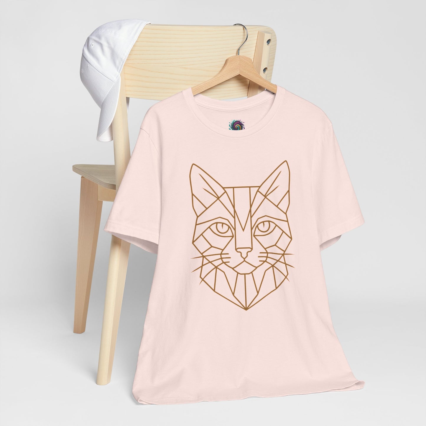 Geometric Cat T-Shirt – Minimalist Line Art Tee