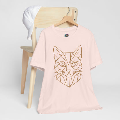 Geometric Cat T-Shirt – Minimalist Line Art Tee