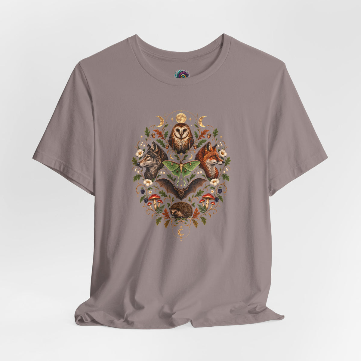 Nocturnal Woodland Animals T-Shirt – Moonlit Nature Tee