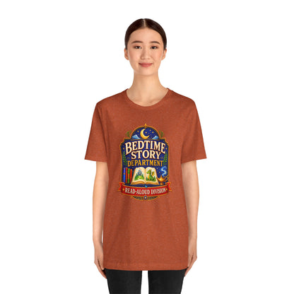Bedtime Story Department T-Shirt – Read-Aloud Parent Tee