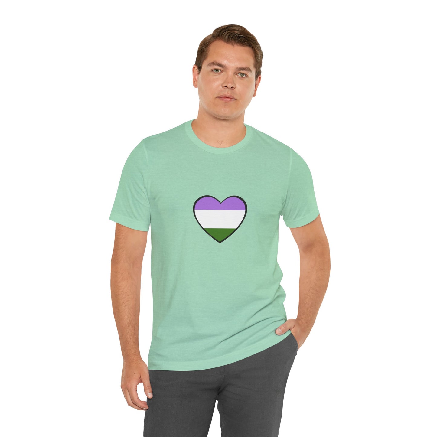 Genderqueer Flag Heart T-Shirt – Unisex LGBTQ+ Graphic Tee