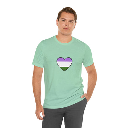 Genderqueer Flag Heart T-Shirt – Unisex LGBTQ+ Graphic Tee