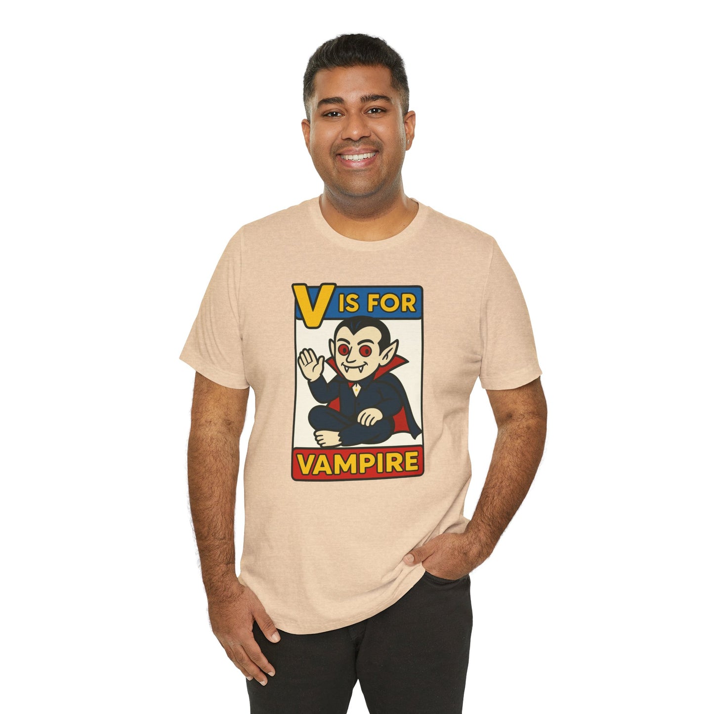 V is for Vampire T-Shirt – Funny Halloween Legend Alphabet Tee