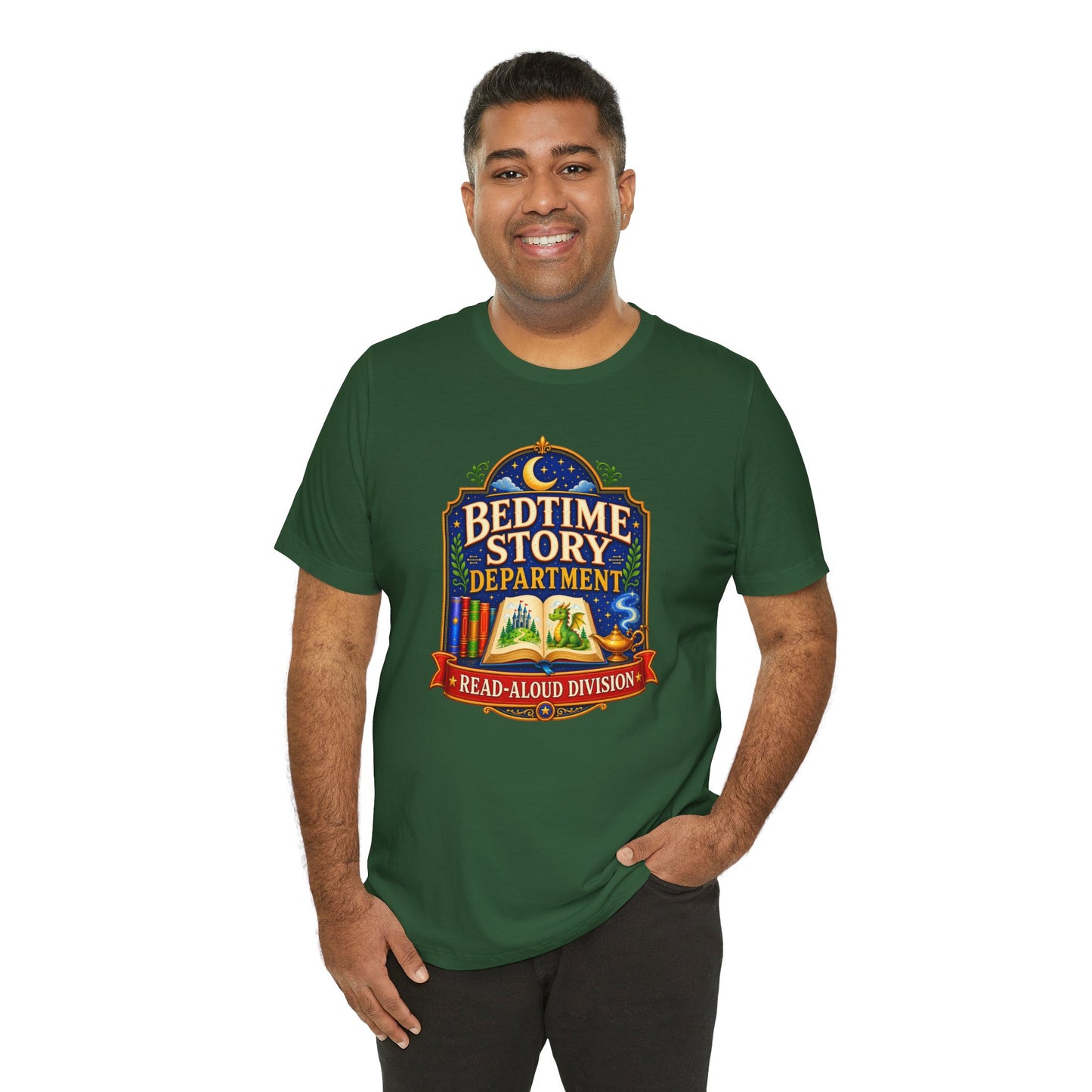 Bedtime Story Department T-Shirt – Read-Aloud Parent Tee