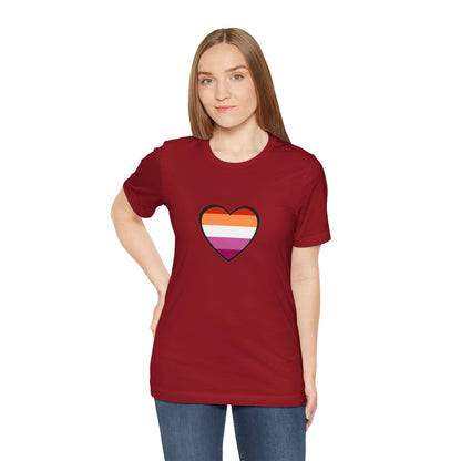 Lesbian Pride Flag Heart T-Shirt – Bold LGBTQ+ Graphic Tee - WhimSpin - https://whimspin.com