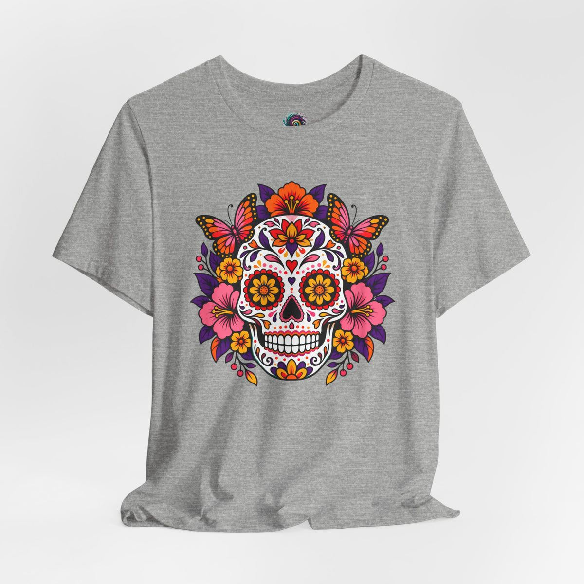 Floral Sugar Skull T-Shirt – Colorful Día de los Muertos Inspired Tee