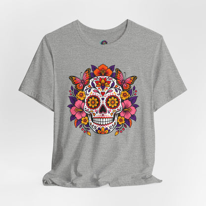 Floral Sugar Skull T-Shirt – Colorful Día de los Muertos Inspired Tee