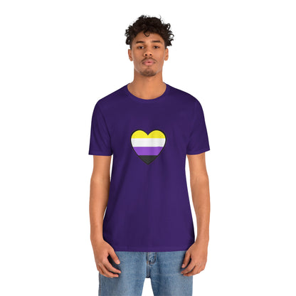 Nonbinary Pride Flag Heart T-Shirt – Unisex LGBTQ+ Graphic Tee