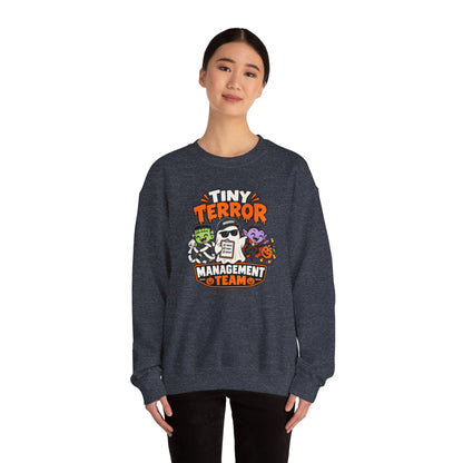 Tiny Terror Management Team Sweatshirt – Funny Halloween Parent Crewneck