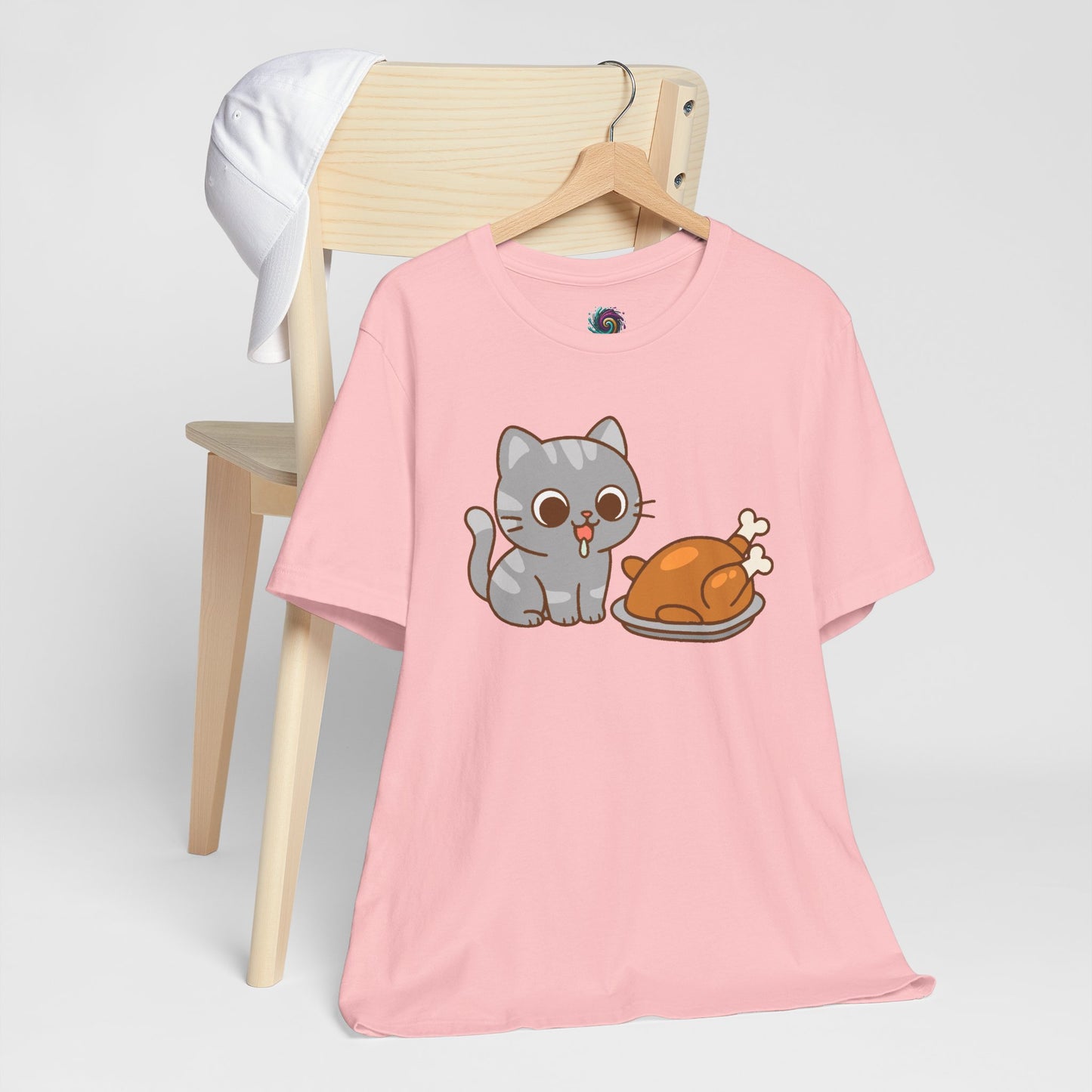 Thanksgiving Cat T-Shirt – Cute Hungry Cat and Turkey Tee