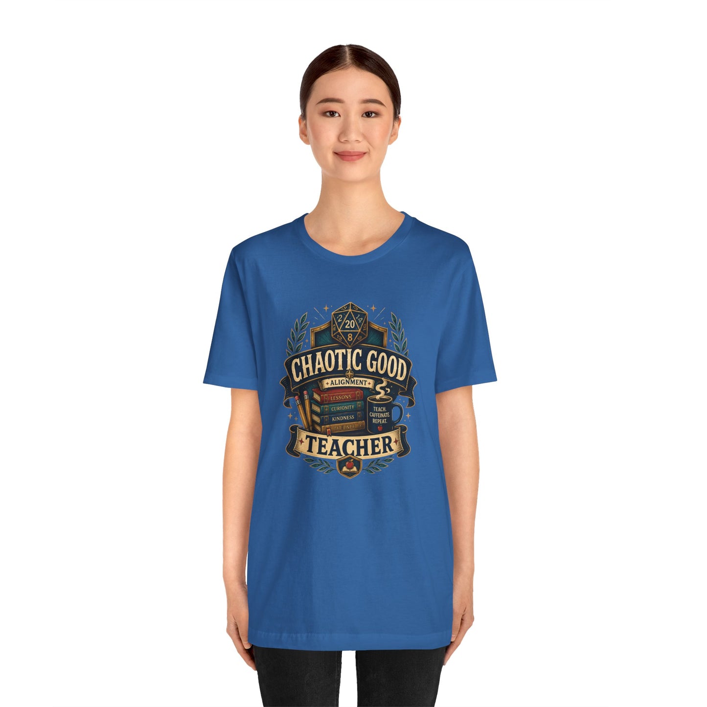 Chaotic Good Teacher T-Shirt – RPG Teacher Graphic Tee