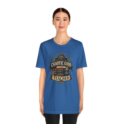 Chaotic Good Teacher T-Shirt – RPG Teacher Graphic Tee