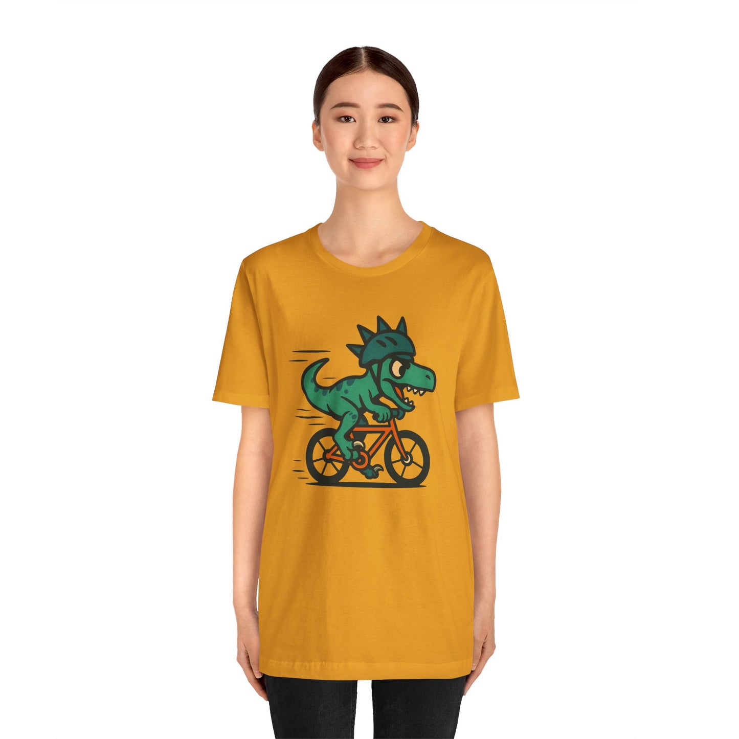 Velociraptor on a Bike T-Shirt – Funny Dino Velo Tee