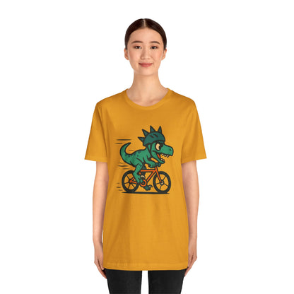 Velociraptor on a Bike T-Shirt – Funny Dino Velo Tee