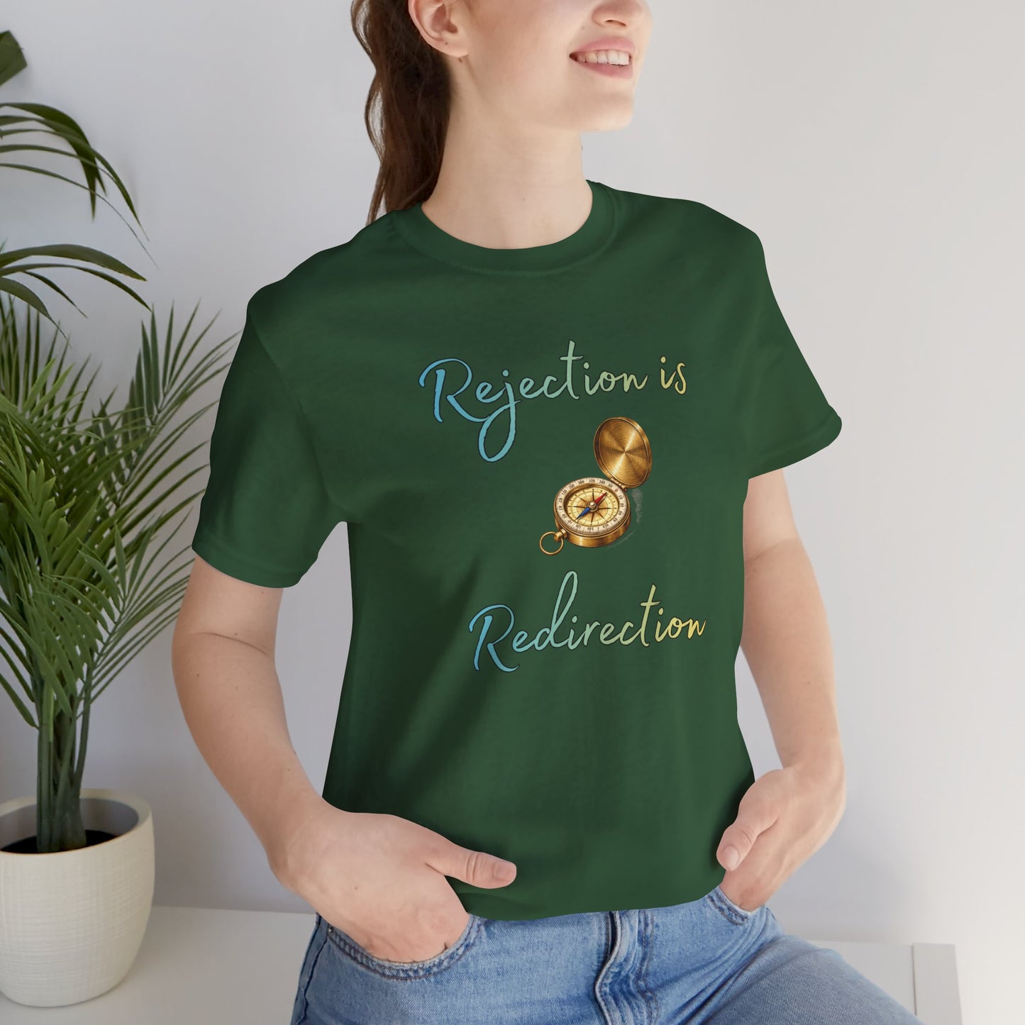 Rejection Is Redirection T-Shirt – Motivational Compass Quote Tee