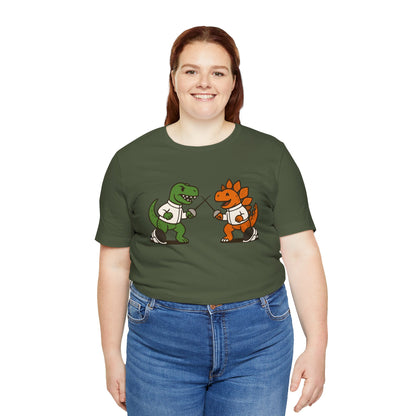 Dinosaur Fencing T-Shirt – T-Rex vs Stegosaurus Tee