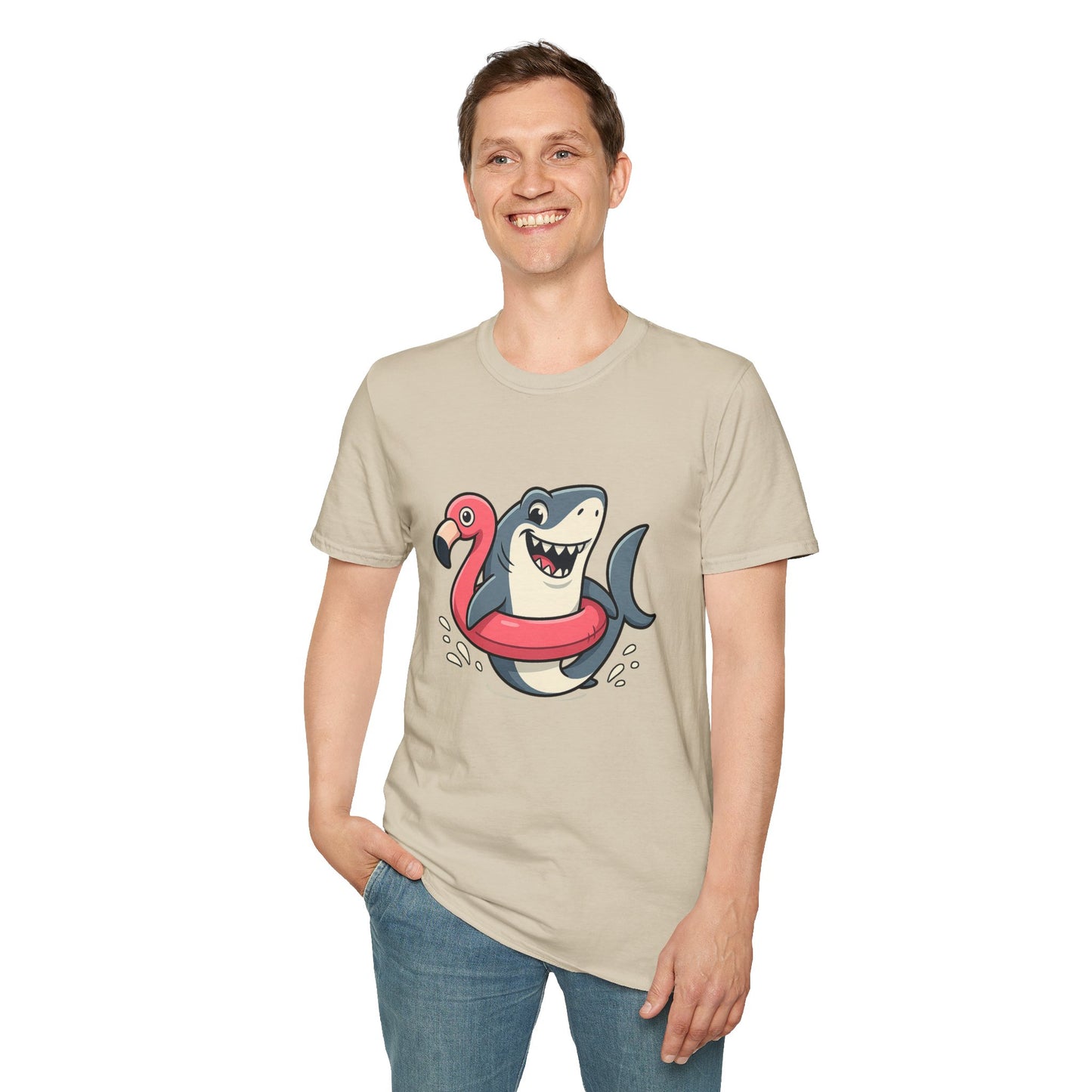 Shark & Flamingo Floatie T-Shirt – Funny Beach & Pool Day Tee