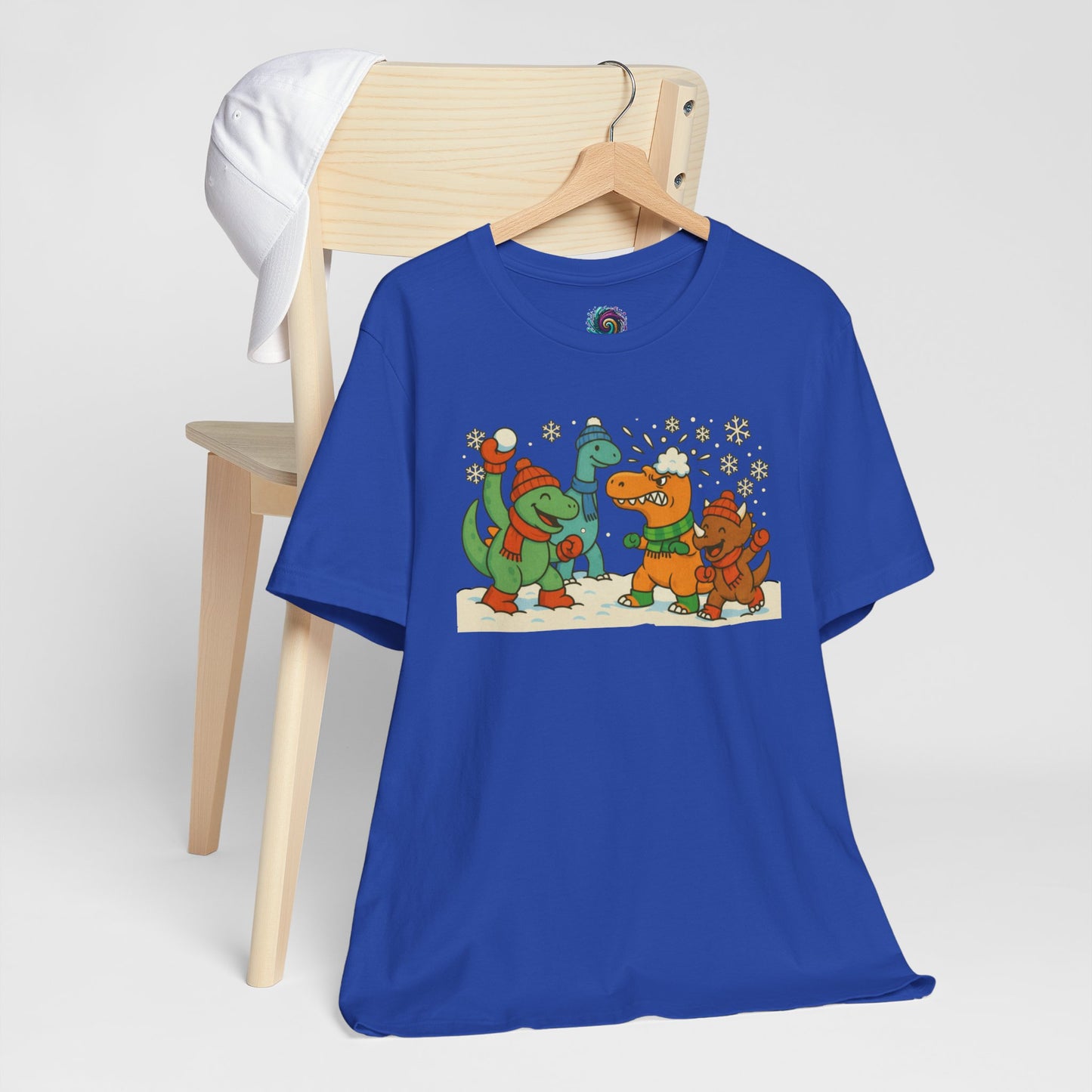 Dinosaur Snowball Fight T-Shirt – Funny Winter Dino Graphic Tee