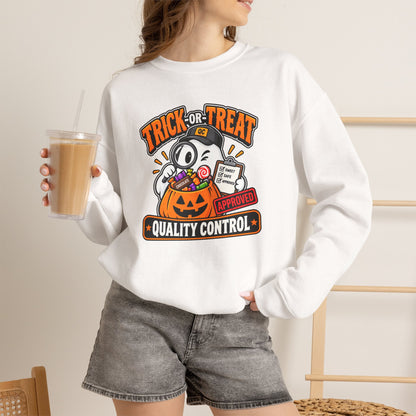Trick-or-Treat Quality Control Sweatshirt – Funny Halloween Cozy Top