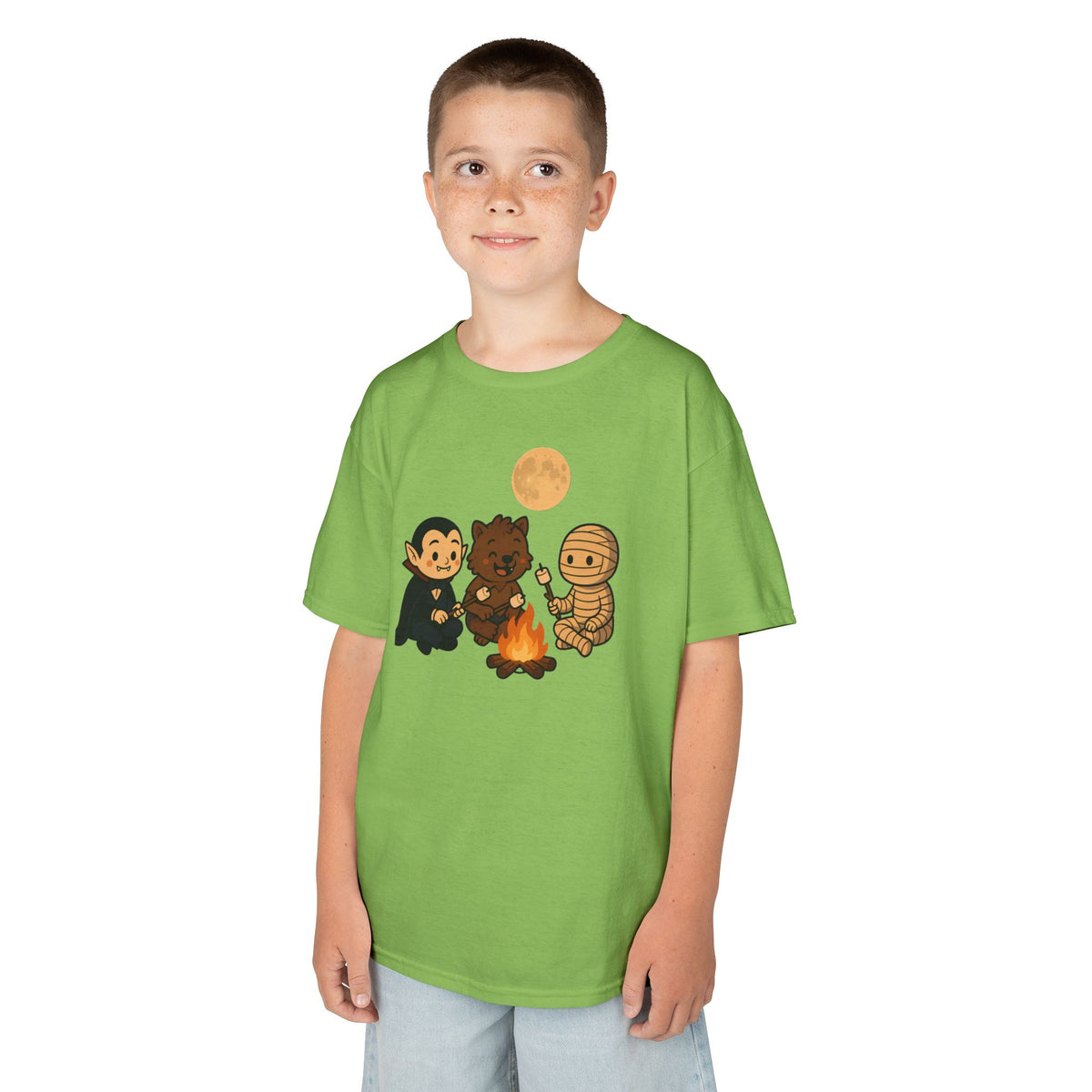 Kids Halloween Monsters Campfire T-Shirt – Cute Spooky Tee