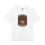 White crew-neck T-shirt with Pumpkin Spice Elixir front graphic