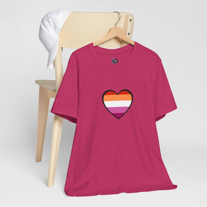 Lesbian Flag Heart T-Shirt – Bold LGBTQ+ Graphic Tee