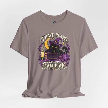 I Have Plans With My Familiar T-Shirt - Funny Witchy Introvert Cat Tee