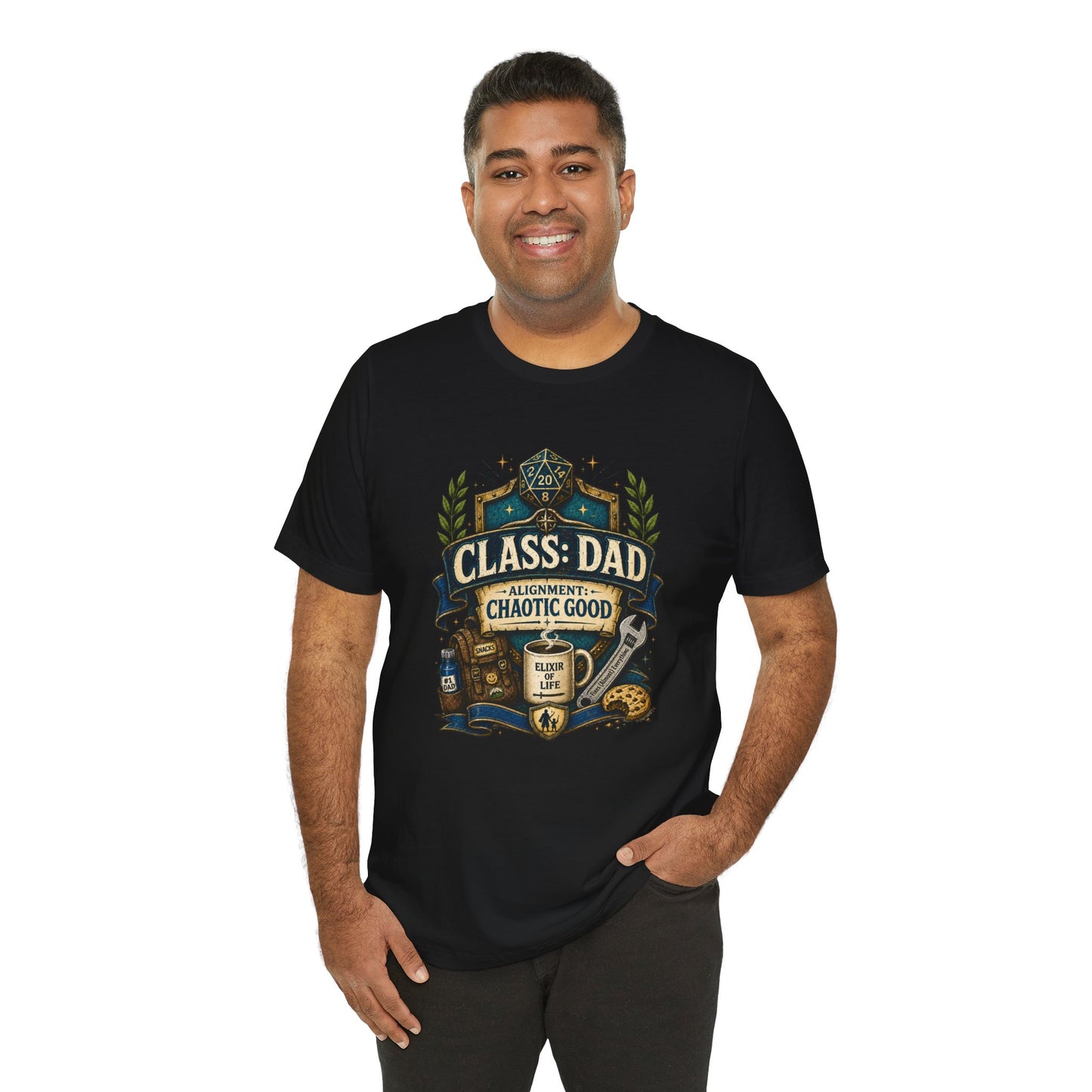 Chaotic Good Dad T-Shirt – RPG Gamer Dad Graphic Tee