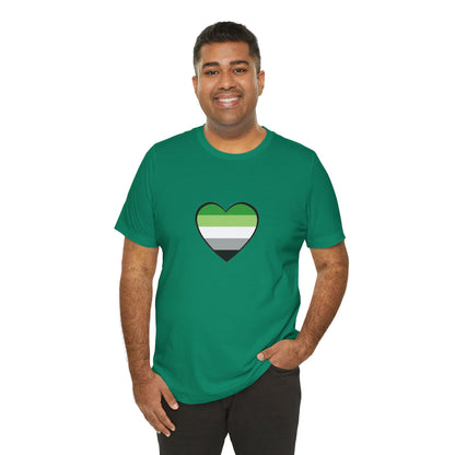 Aromantic Pride Heart T-Shirt – Minimalist Aro Flag LGBTQIA+ Tee