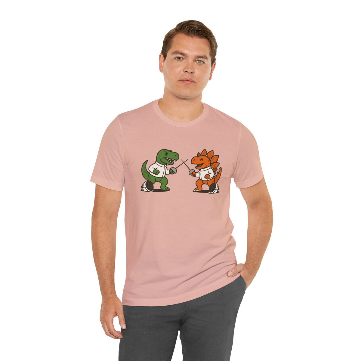 Dinosaur Fencing T-Shirt – T-Rex vs Stegosaurus Tee