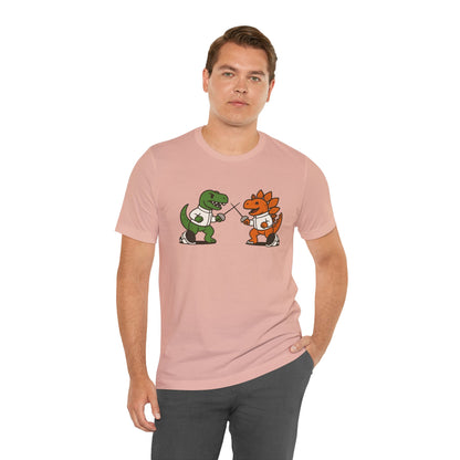 Dinosaur Fencing T-Shirt – T-Rex vs Stegosaurus Tee