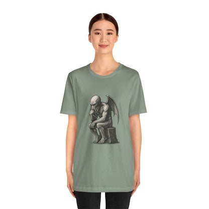 Cthulhu The Thinker Tee – Lovecraftian Parody Shirt