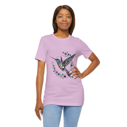 Hummingbird Dot Art T-Shirt – Colorful Nature-Inspired Graphic Tee