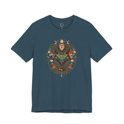 Nocturnal Woodland Animals T-Shirt – Moonlit Nature Tee