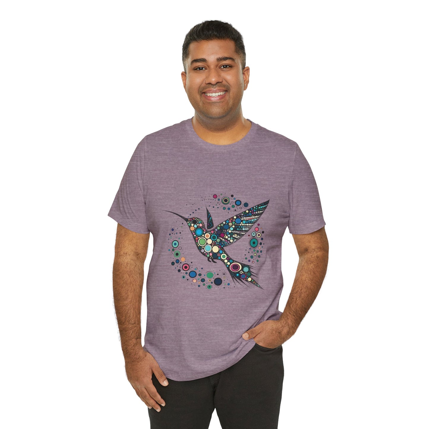 Hummingbird Dot Art T-Shirt – Colorful Nature-Inspired Graphic Tee