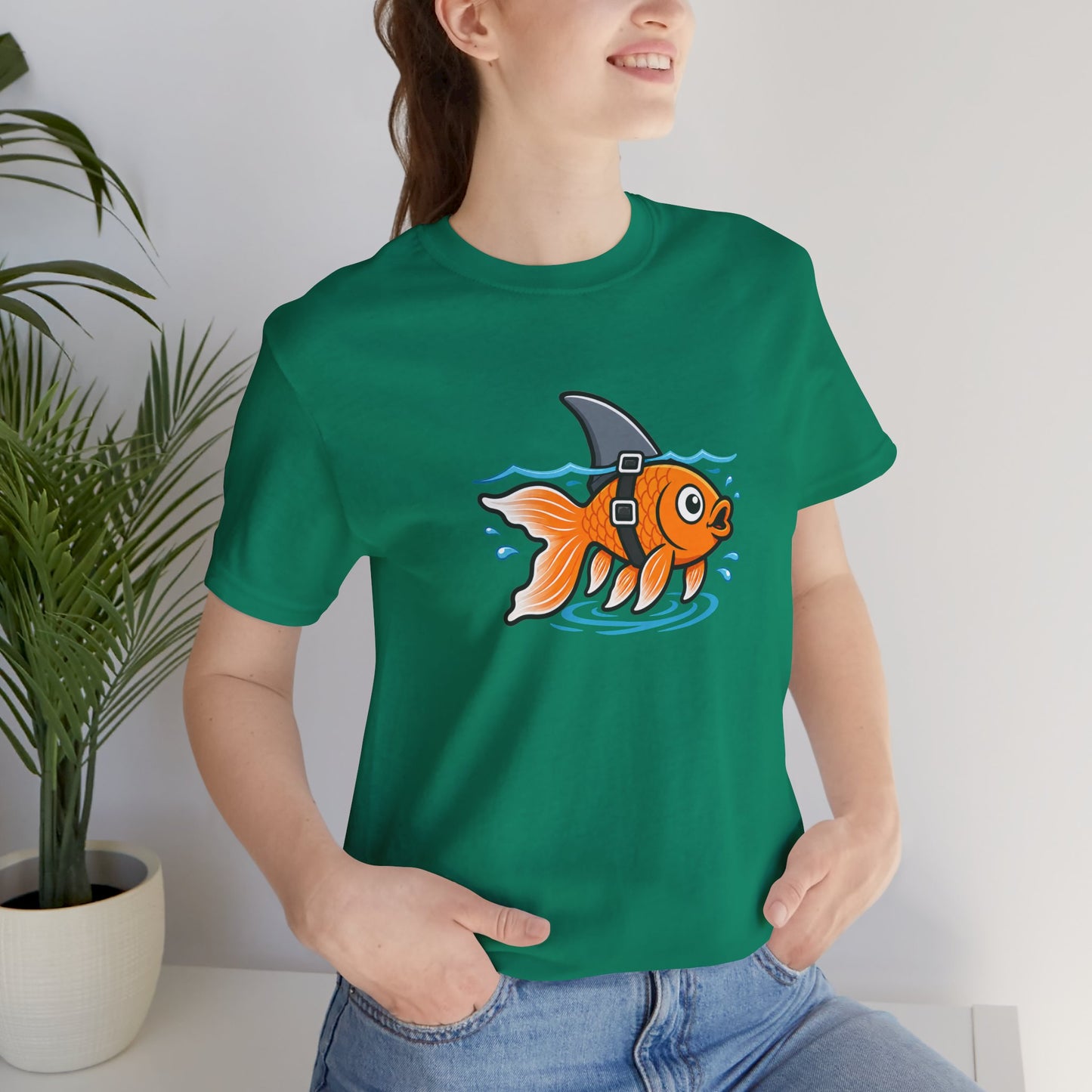 Goldfish Shark T-Shirt – Funny Fish Swimming  Graphic Tee