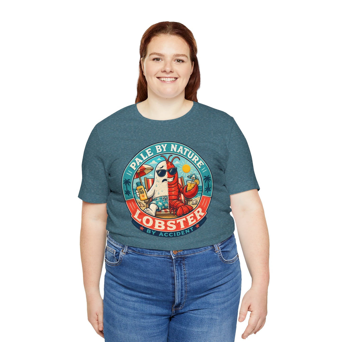 Pale by Nature Lobster by Accident T-Shirt – Funny Sunburn Summer Graphic Tee