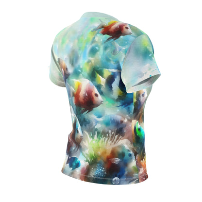 Tropical Fish All-Over Print Tee – Watercolor Marine Life Graphic Shirt