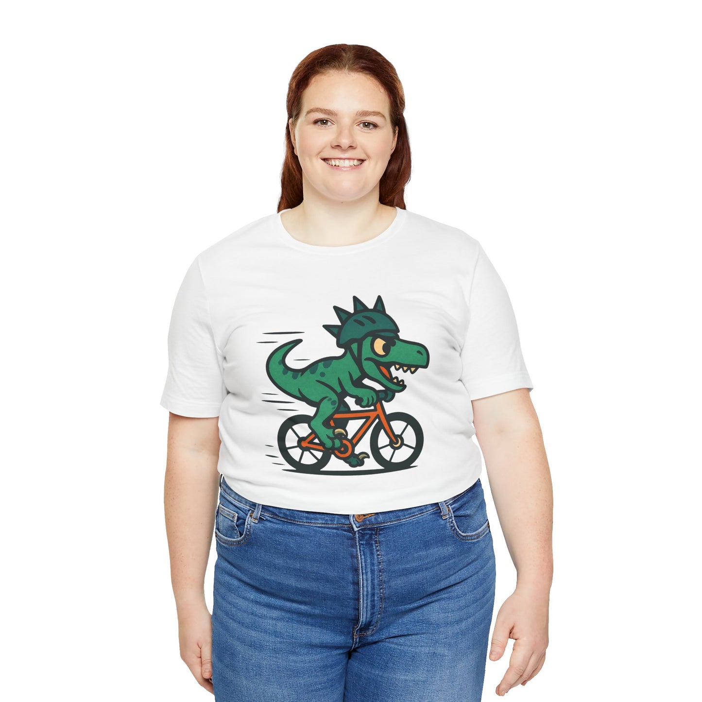 Velociraptor on a Bike T-Shirt – Funny Dino Velo Tee