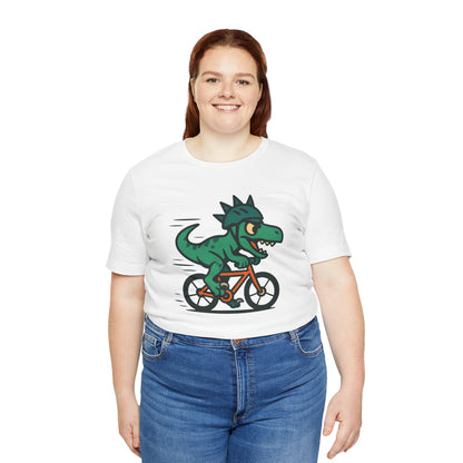 Velociraptor on a Bike T-Shirt – Funny Dino Velo Tee