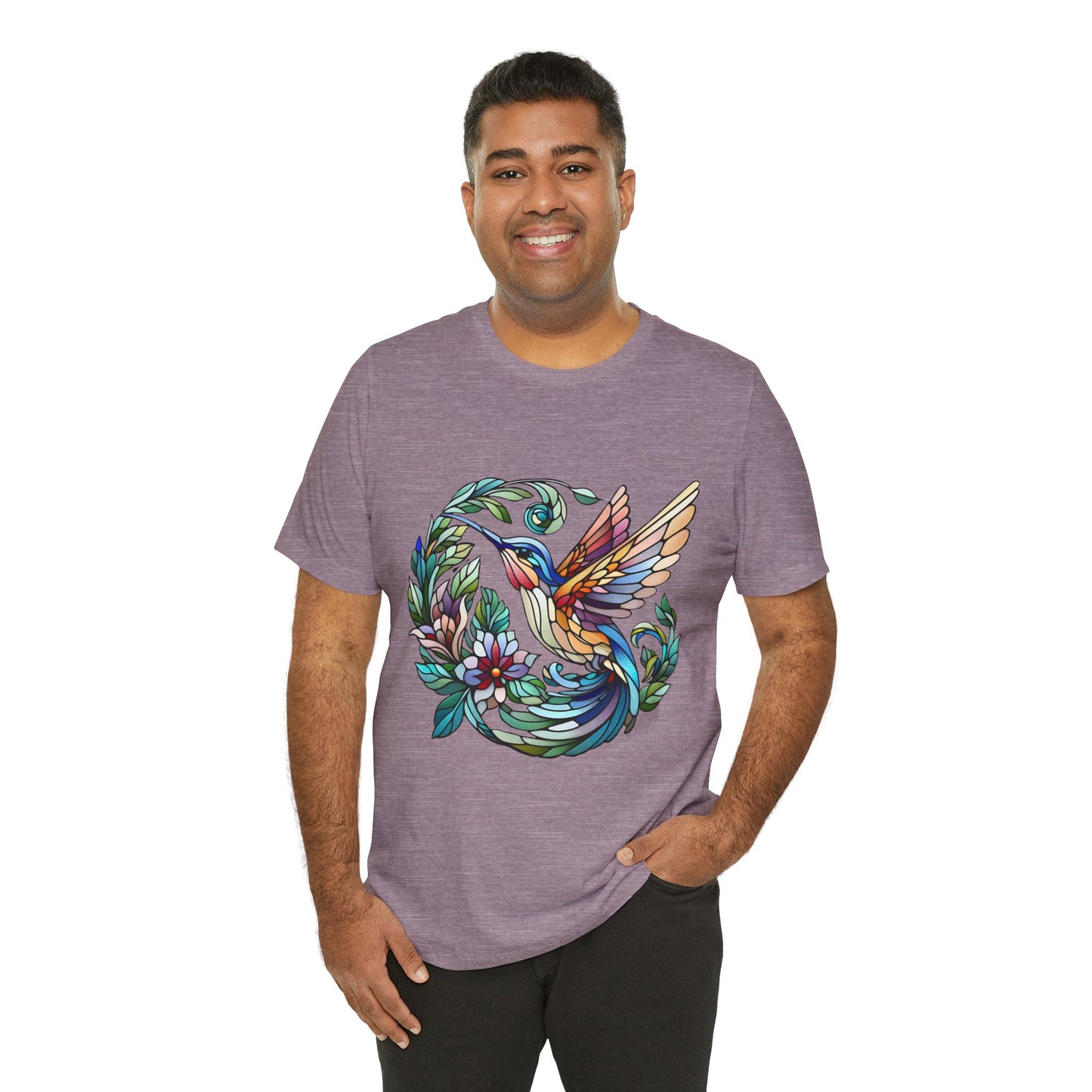 Stained Glass Hummingbird Tee – Vibrant Nature Shirt - WhimSpin - https://whimspin.com